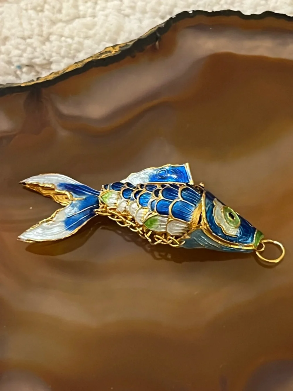 Blue Enamel Fish Pendant - Gold Accent (Brand Unbranded) - Picture 2 of 2